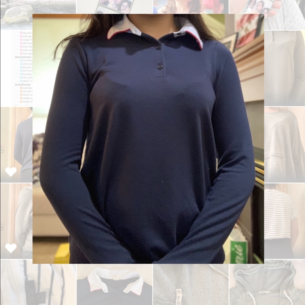 Blue,collared v neck